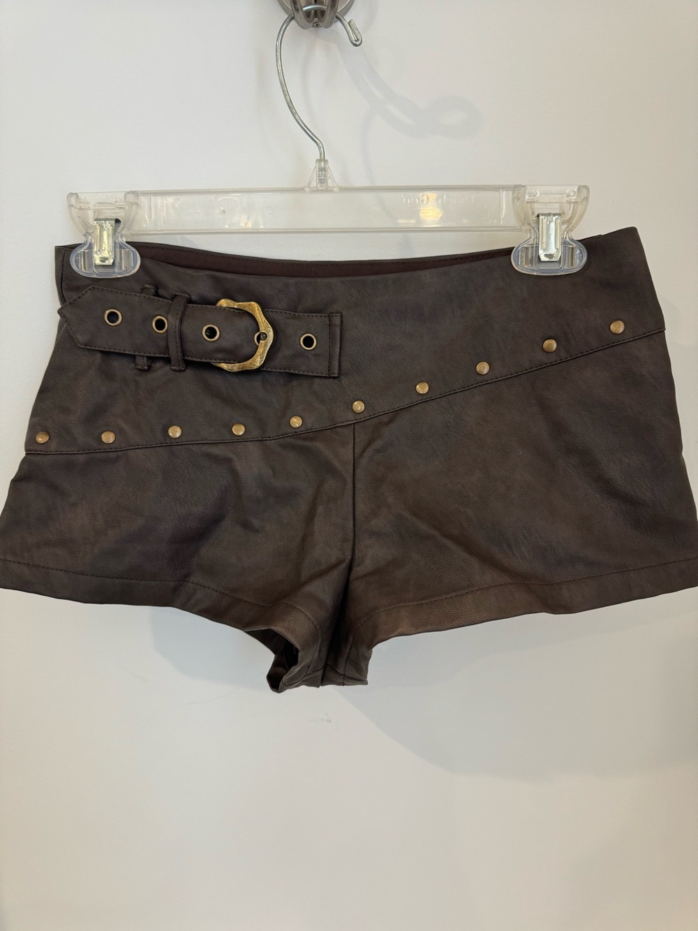 Princess Polly Romney Studded Micro Faux-Leather Shorts Size 0